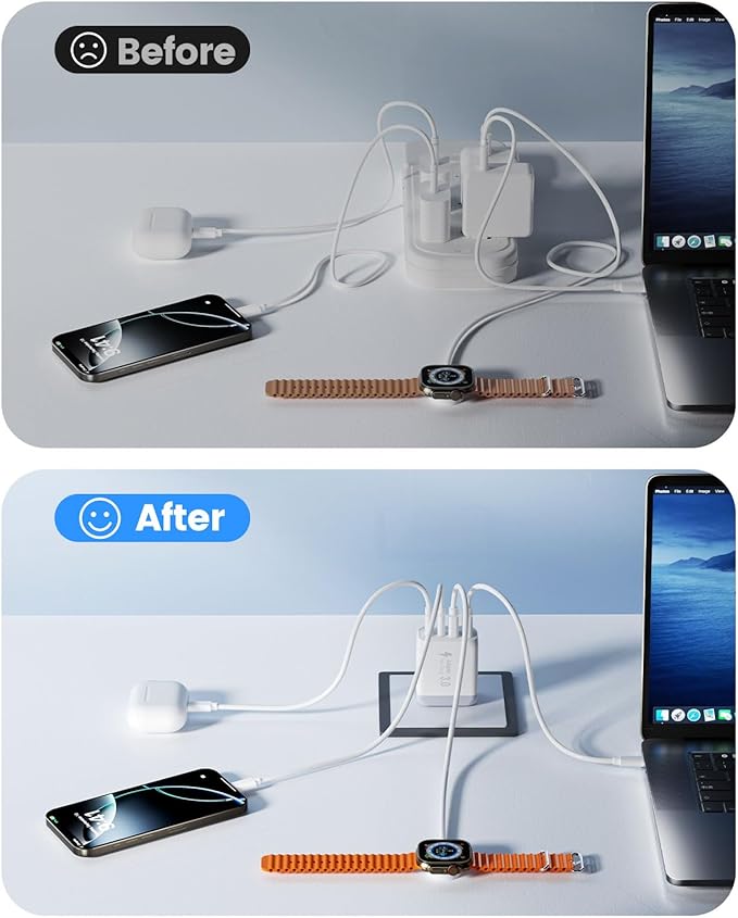 40W USB C Charger Block, 2-Pack 4-Port Fast Charging Block Power Adapter, Dual PD & QC Type-C Multiport Wall Charger for iPhone 16 15 14 13 12 11 Pro Max, Samsung, Tablets