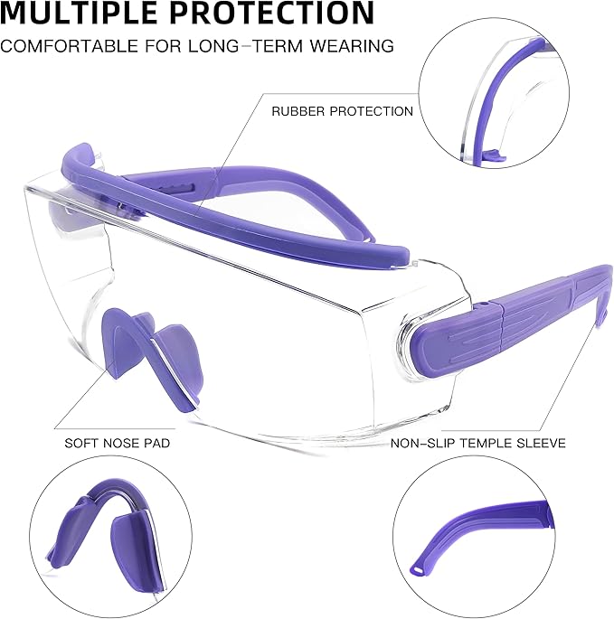 Safety Glasses Over Eyeglasses Anti Fog Safety Goggles Protective Glasses With Adjustable Frame For Men Women