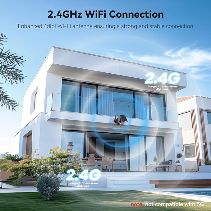 Security Cameras Wireless Outdoor, 2K Color Night Vision, Solar Camera Outdoor Wireless for Home Security, 360°Panoramic View, Weatherproof, 2.4GHz WiFi, 2pack