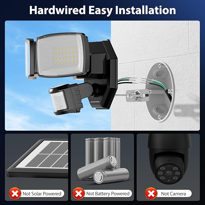 Onforu 32W 2 Head Motion Sensor Outdoor Lights, 3200LM 6500K Hardwired LED Security Light, Dusk to Dawn, Motion Detector Light for Outside, 2 Pack IP65 Waterproof Flood Lights for Garage, Yard(Black)