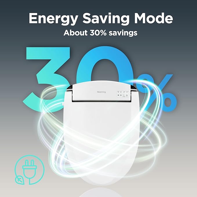 Blooming NB-R1060TR Bidet Toilet Seat, Smart Toilet Seat with Dual Nozzle, Warm Water, Dryer, Heated Seat, Ambient Nightlight, Electric Bidet with Remote (White/Round)