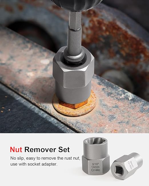 Kolvoii Screw Extractor Set & Bolt Extractor Kit, Left Hand Drill Bit Set, 39 Pcs Multi-Spline Bolt Remover Tools, for Removing Broken, Stripped Bolts, Screws, 35#CR-MO 6542/4341 HSS Steel Cobalt