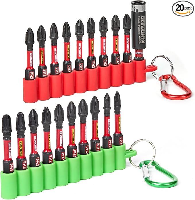 Impact Phillips Screwdriver Bits Set,20 Pieces 2”Magnetic(PH1/PH2/PH3) S2 Steel Multi Cross Driver Bits and 1 Pc Bit Holder with Soft Hanging Strips