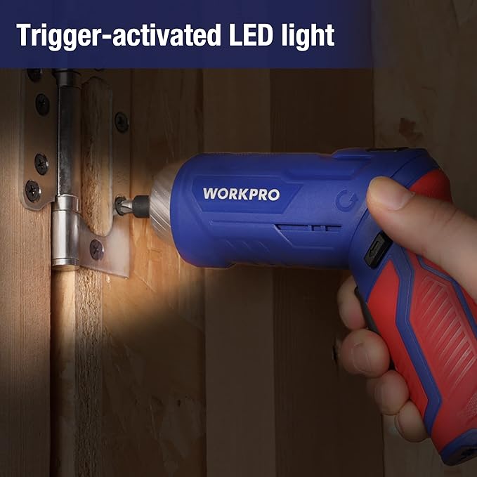 WORKPRO Home Tool Kit with 3.7V Rotatable Electric Screwdriver, 18PCS General Household Tool Kit with Toolbox, Rechargeable Electric Screwdriver Kit, Basic Portable Tool Set for Dorm, Garage, DIY