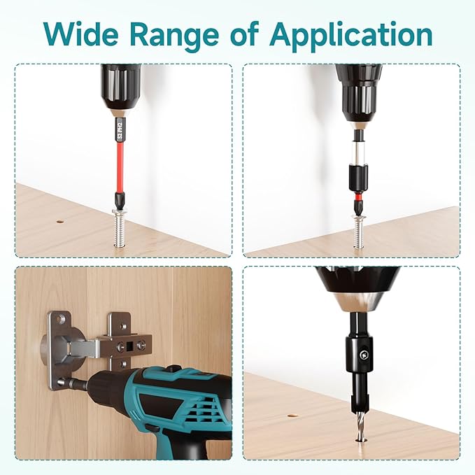 35Pcs Impact Driver Bits Set with a Storage Case, 28 Magnetic Screwdriver Bits, 3 Hex Countersink Drill Bits, 3 Sockets, Quick Change Chuck, for Power Screwdrivers Electric Drill Drivers
