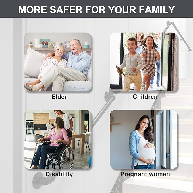 Willstar 8FT Industrial Staircase Handrail Non-Slip Pipe Bar Foot Rail Wall Mount Stair Rail Vintage Grab Bar for Steps Black Iron Pipe Handrail for Outdoor Indoor Stairs Loft Porch Hand Rail (8ft)