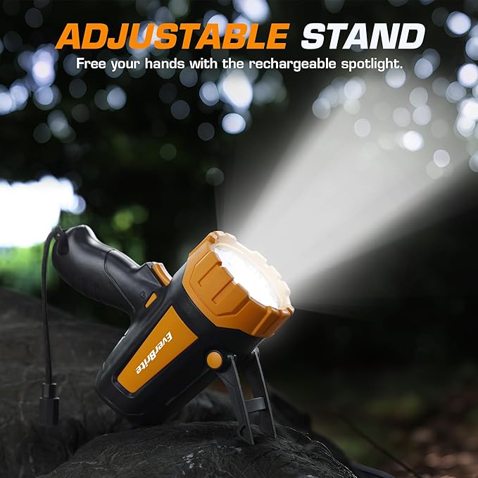 EverBrite Powerful Rechargeable Spotlight, 500lm LED Flashlight with Adjustable Stand, Perfect for Outdoor, Work, Emergency