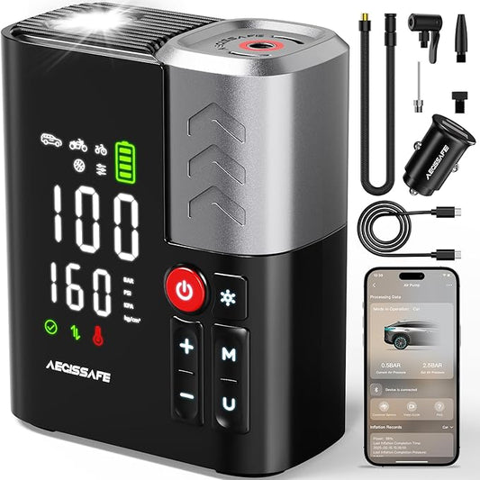 Tire Inflator Portable Air Compressor, 3X Faster Air Pump with APP, 160PSI 48LPM Electric Tire Pump with 20000 mAh Battery, 45W Faster Charging, Cordless Tire Inflator for Car SUV Pickup RV MPV Bike