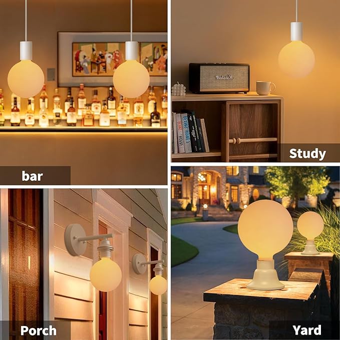 ONEWISH G150 Globe LED Bulb Matte White, E26 Glass LED Filament Light Bulb, Warm Sunset Decorative Design for Kitchen Island, Café, Ceiling Hanging Light Fixture, Modern Home Improvement-φ150mm(6")