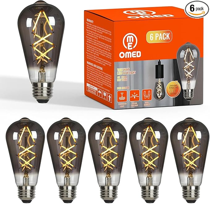 Dimmable LED Edison Light Bulbs, Smoky Grey Vintage Lightbulbs 60 Watt Equivalent 2700K Soft Warm White, ST64 600LM Vanity Light Bulbs With E26 Base for Bathroom, Bedroom, Living Room and Kitchen