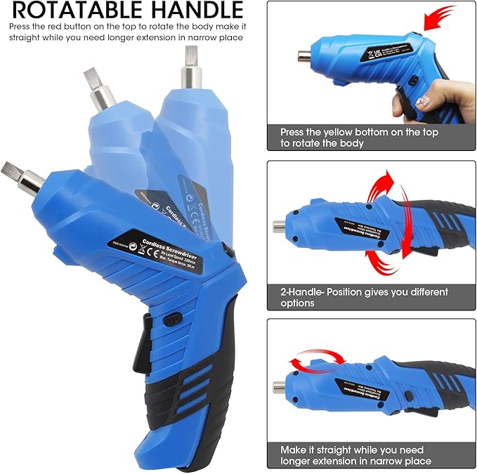 Cordless Electric Screwdriver, 3.6V usb Charging 2-3hours, Small Drills for Moving, Disassembling and Reassembling Cabinets and Beds not Suitable for Construction Sites and Concrete Drilling