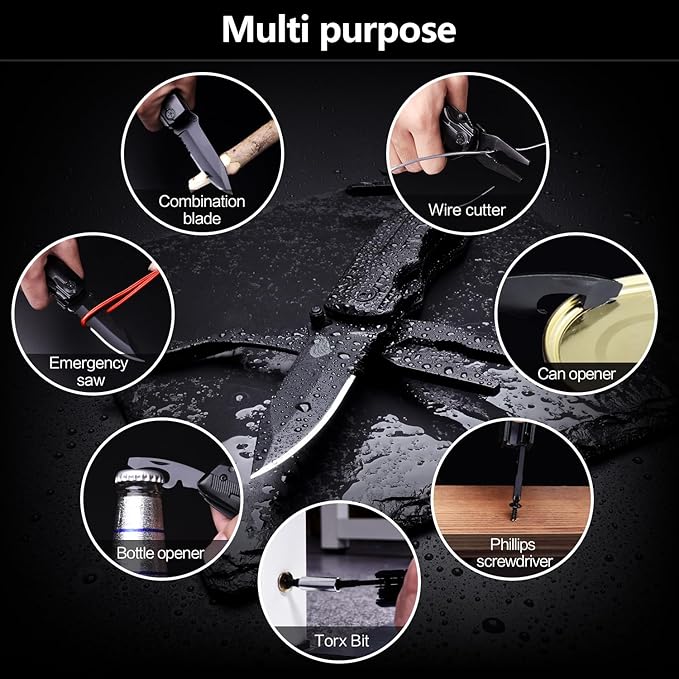 14 in 1 Multitool Pocket Knife for Men, Tactical Multi-Tool Plier 9-in-1 screwdriver set with Nylon Sheath for Survival, Camping, Gifts for Dad, Husband