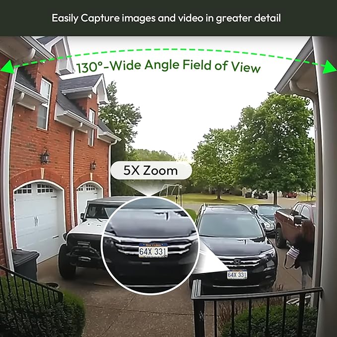 2K Solar Camera Outdoor Wireless, 2.4/5 Ghz WiFi Cameras for Home Security,130°-Wide View,Color Night Vision, IP65 Waterproof,2-Way Audio,Cloud/SD, Support Alexa