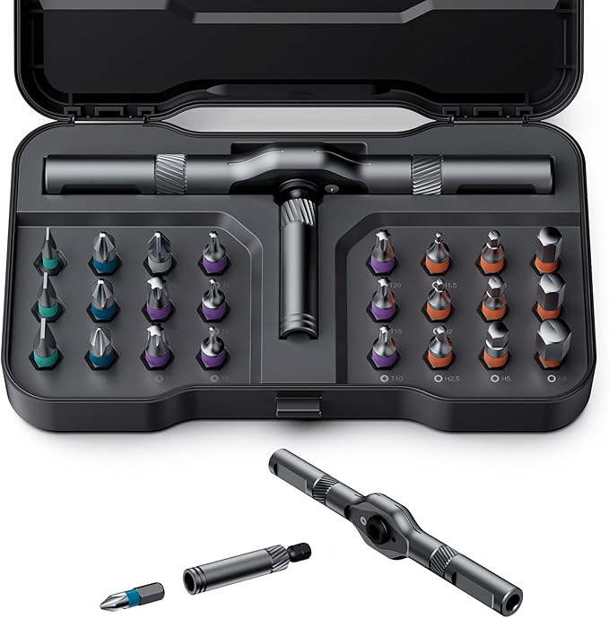 24 in 1 Magnetic Screwdriver Set, DIY Ratchet Screwdriver Set, Multi Bit Magnetic Drive Set with Detachable Ratchet Handle, Repair Tool Kit for Electronics, Bicycles, Stocking Stuffers for Men Women