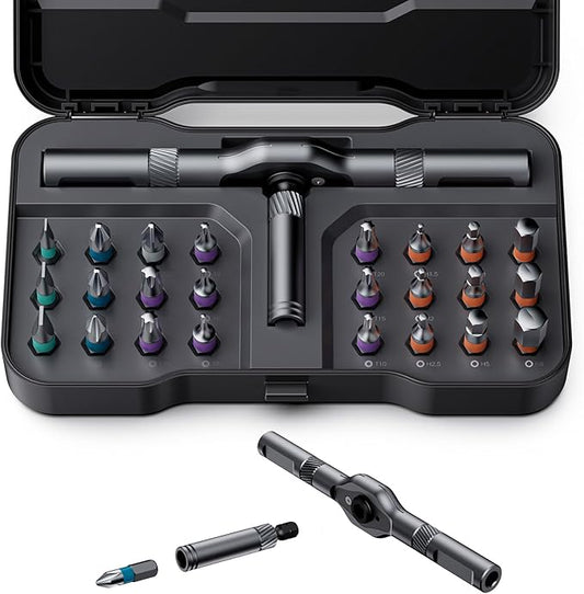 24 in 1 Magnetic Screwdriver Set, DIY Ratchet Screwdriver Set, Multi Bit Magnetic Drive Set with Detachable Ratchet Handle, Repair Tool Kit for Electronics, Bicycles, Stocking Stuffers for Men Women