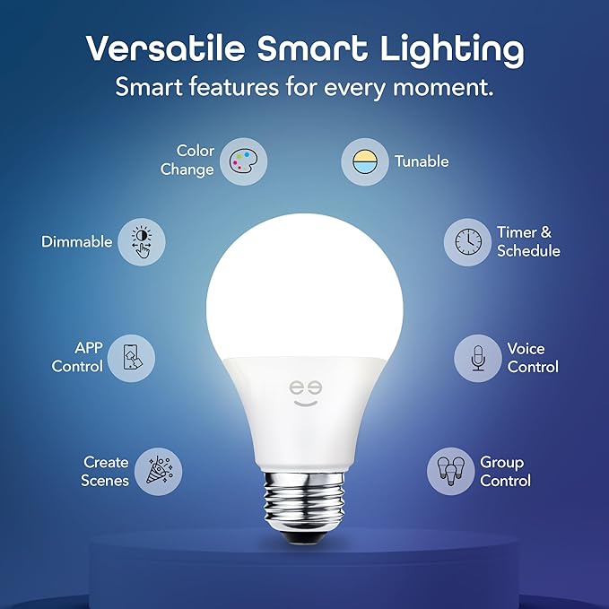 Geeni Prisma Plus 800 Dimmable Smart Light Bulbs with 2.4 GHz Wi-Fi Connectivity – Color-Changing & Tunable White, A19 LED Smart Bulb – Works with Alexa & Google, 1-Pack