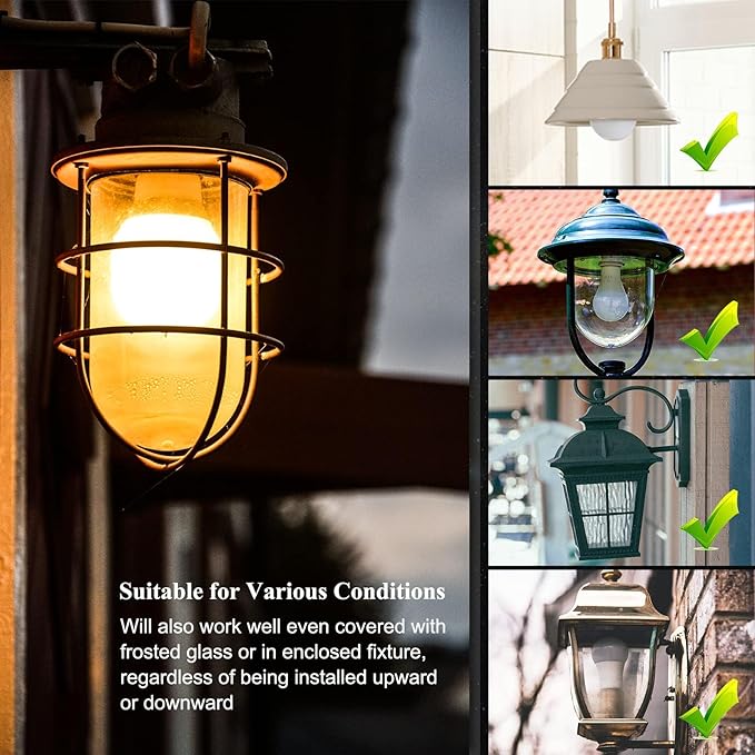 DiCUNO Radar Motion Sensor Light Bulbs Outdoor, 12W (100W Equivalent), Motion Sensor Bulb Auto On/Off, Warm White 3000K, 1100 LM, A19 E26 Indoor/Outdoor Lighting for Front Porch Garage, 2-Pack