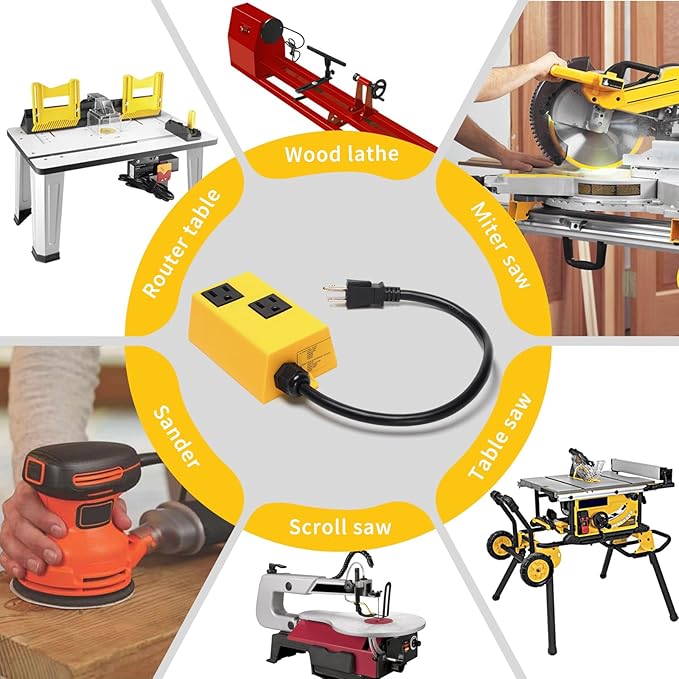 Etoolcity Automatic Vacuum Switch for Power Tools, with Smart Current Sensing & Delayed Start to Prevent Circuit Overload, Avoids Breaker Tripping, Plug & Play Dust Control Solution LF40