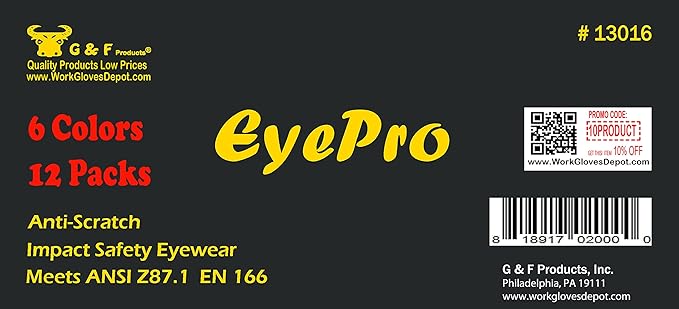 EyePRO Safety Glasses & Goggles Set, Clear Anti-Fog Lens, UV400 Protection, ANSI Z87.1 Certified, Adjustable, 6/12 Pack