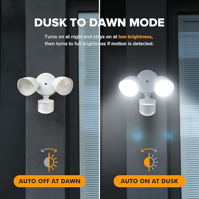 LUTEC 32W 3500 Lumen LED Security Lights Motion Sensor Light Outdoor, 5000K Daylight, IP65 Waterproof, Dusk to Dawn, Motion Detector Flood Light for Garage, Yard, Porch-White