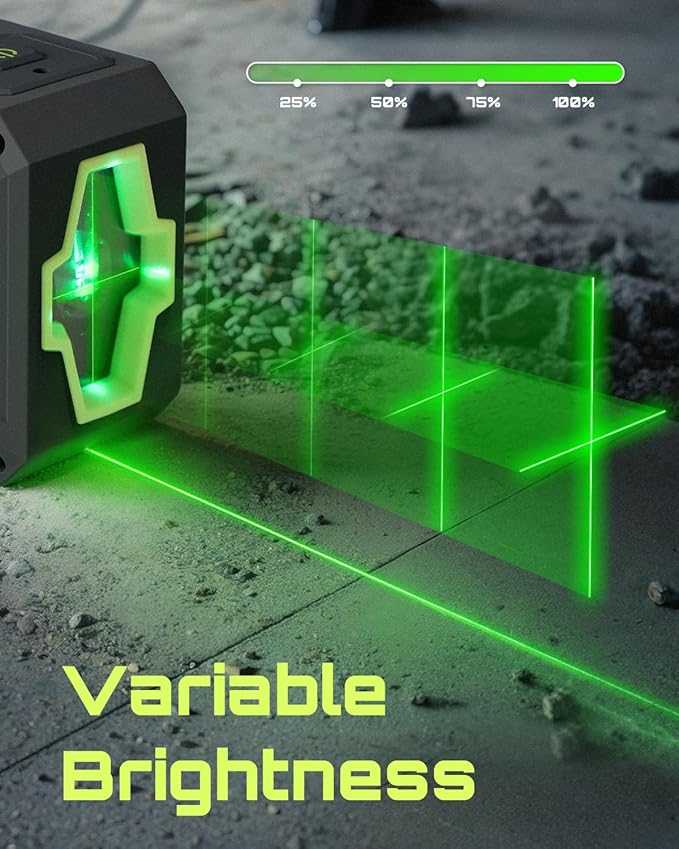 Mini Self-Leveling Green Laser Level, Cross Line Laser ideal for Picture Hanging and Construction, Includes Magnetic Rotating Stand and Batteries, Compact and Portable