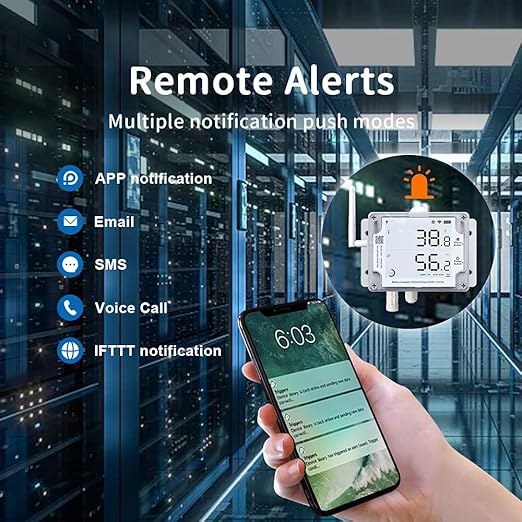 UbiBot GS1-A1RS-US Remote WiFi Temperature and Humidity Sensor, Multiple External Sensors and Types of Alerts. Free App - Compatible with Alexa, IFTTT (2.4GHz WiFi,No hub Required)