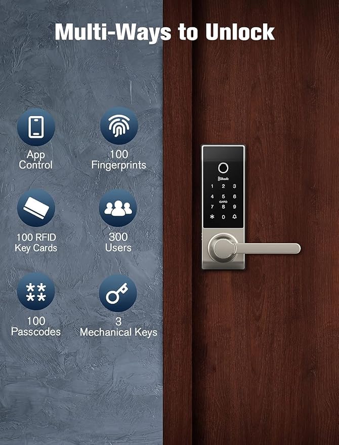 Smart Lock Doorbell Fingerprint Smart Door Lock Deadbolt for Homeowners or Parents Door Lock with Camera and Door Handle for Renters, Keyless Entry Door Lock for Front Door (Contour Bronze)