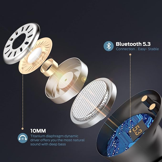 Monster Wireless Earbuds, Bluetooth 5.3 in-Ear Headphones with Charging Case, Stereo Headphones, Built-in Mic, Clear Call, Water Resistant Design for Sports Earbuds