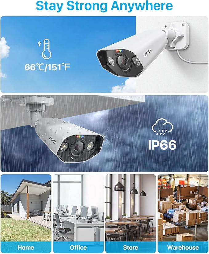 ZOSI 5MP PoE Add-on Camera, Face Person Vehicle Detection, 2 Way Audio, Starlight Night Vision, Sound&Light Siren, 3K Weatherproof Outdoor Indoor Home Bullet IP Cam, Only Compatible with ZOSI POE NVR