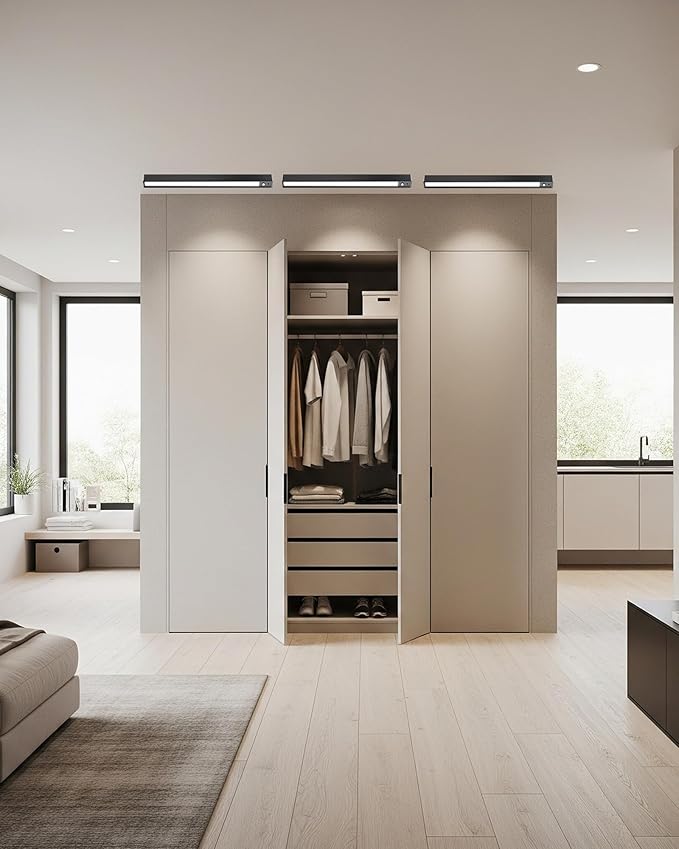 Rechargeable Motion Sensor Ceiling Light, Full Metal Battery Powered LED Closet Light, 3 Color 500LM Dimmable with Remote & Timer, Magnetic Cordless Mount for Shower, Hallway, Garage, Pantry -Black