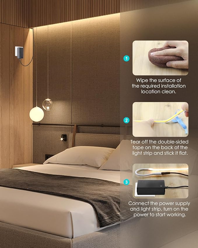 24V COB Led Light Strip 3000K 100FT Bluetooth Dimmable Flexible COB LED Strip Tape Light with Remote for Bedroom Warm White CRI90+ 480LED/M Hight Density Super Bright for Home Lighting 30M/2roll