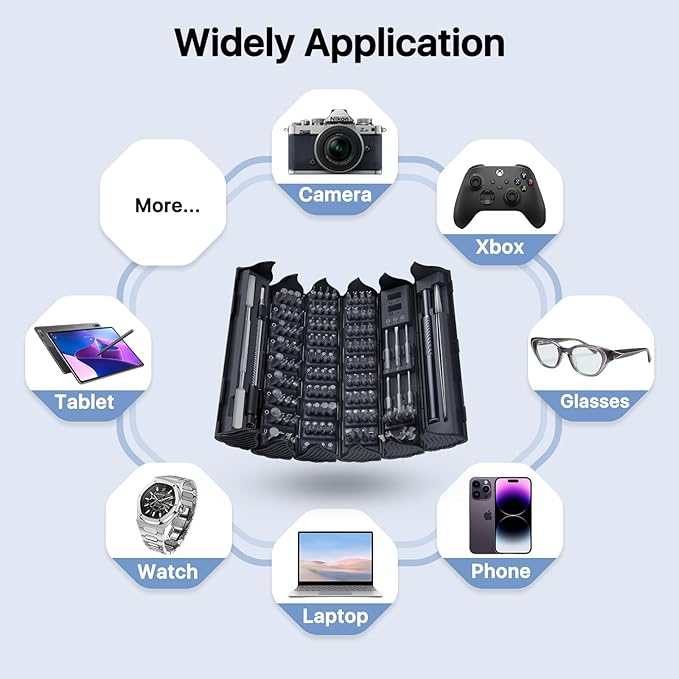 128-in-1 Precision Screwdriver Set, [Super Durable] Tiny Torx Screwdriver Fits All Ring Doorbell, Small Magnetic Mini Repair Tool Kit for Watch, Laptop, Eyeglass, Camera, Men Gift Screw Driver