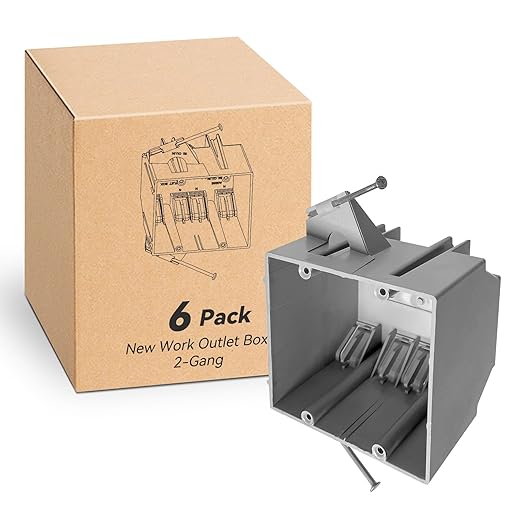 Double Gang Electrical Box New Work, 32 Cu.in, UL Listed, 6-Pack