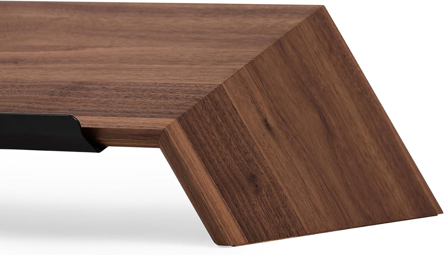 Oakywood Walnut Wooden Slanted Laptop Stand - Ergonomic Desk Laptop Riser & Holder - 50x25x15cm - Fits 15-16 inch Laptops
