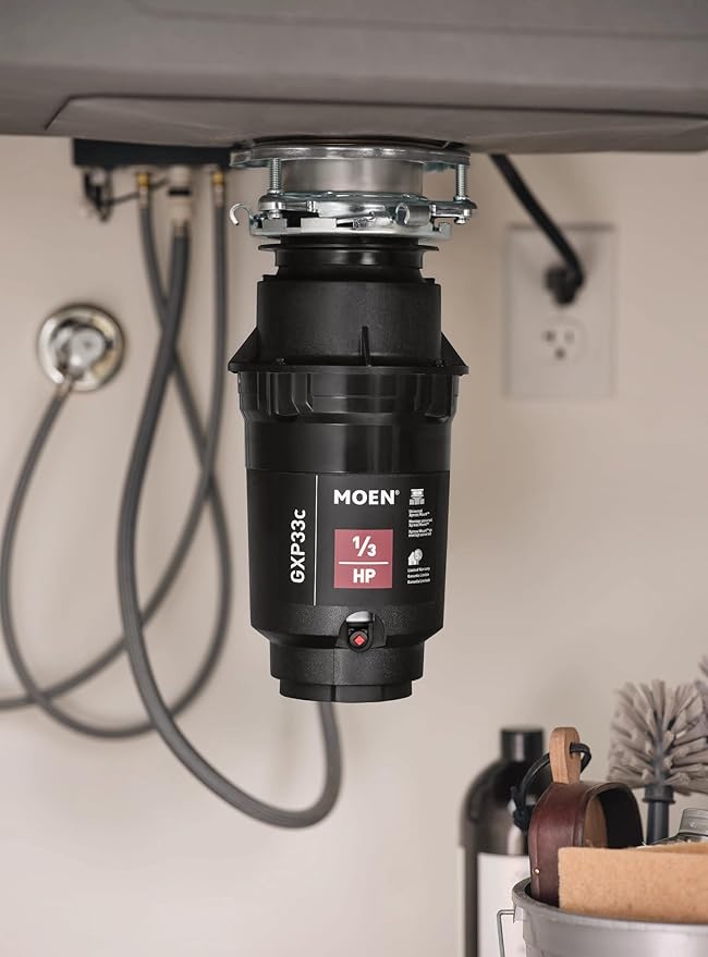 Moen Lite Series PRO Compact Continuous Feed Garbage Disposal for Kitchen Sink with Power Cord, GXP33C