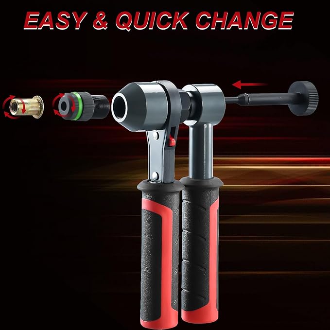 AOBEN Rivet Nut Tool Kit, Nutsert Gun Kit, Upgraded Rivnut Tool with 10 Metric and SAE Madrels, 100 Pcs Rivnuts, and Rugged Carrying Case