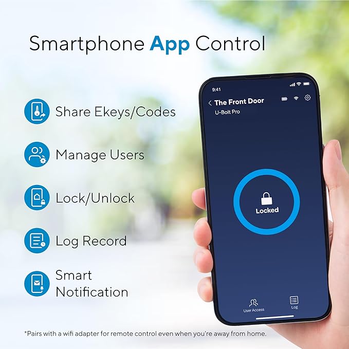 ULTRALOQ Smart Lock U-Bolt Pro, 7-in-1 Fingerprint Keyless Entry Door Lock with App Control, Anti-peep Keypad, Auto Lock, Smart Deadbolt Front Door, IP65 Waterproof, Easy Installation, 1 Year Battery