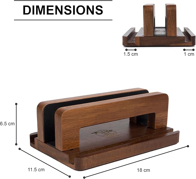 S&A WOODCRAFT 3 Slots Acacia Wood Vertical Laptop Stand, Adjustable Wooden Laptop Holder, Non-Slip Laptop Dock Compatible with Apple MacBook, Microsoft Surface, Gaming Laptops, IPad, Tablets