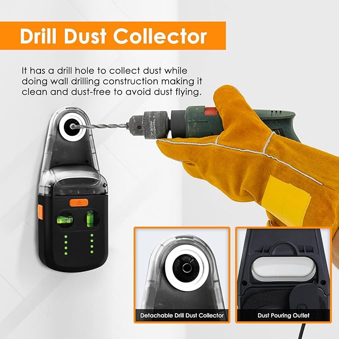 Laser Leveler Tool 4-in-1 Wall Laser Level with Line Laser, Drill Dust Collector, Electronic Vacuum Suction Cup and Wall Bracket, Rechargeable Laser Level Tool for Picture Hanging, Home Renovations