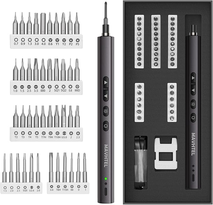 Electric Screwdriver Set, 2025 NEW 44 in 1 Mini Cordless Precision Screwdriver, Ultra-high Strength Steel Bits, 2 Speeds, Long Battery Life, Anti-slip Handle, LED Lighting, For Most Digital Products