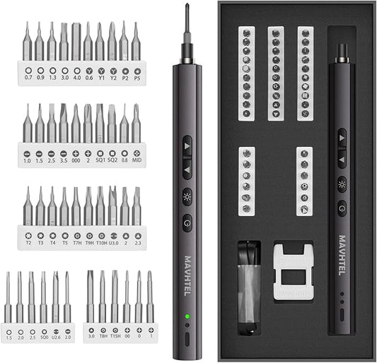 Electric Screwdriver Set, 2025 NEW 44 in 1 Mini Cordless Precision Screwdriver, Ultra-high Strength Steel Bits, 2 Speeds, Long Battery Life, Anti-slip Handle, LED Lighting, For Most Digital Products