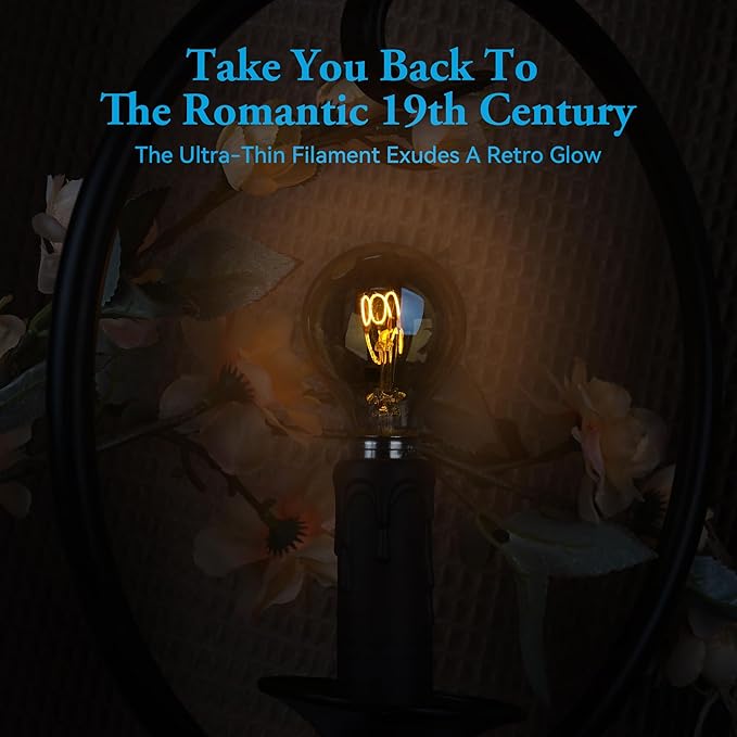 E12 Candelabra Bulb 15 Watt Equivalent, Globe Small Light Bulb Dimmable LED Chandelier Bulbs, Super-Thin Filament Amber Bulbs 2W Equal 15W Vintage Candle 2000K Soft Yellow, 6 Pack