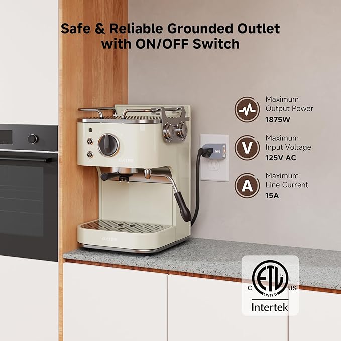 Cable Matters [ETL Listed] 3-Pack Grounded Outlet Switch with ON Off, Plug Switch ON Off, Single Outlet Adapter ON/Off, Gray