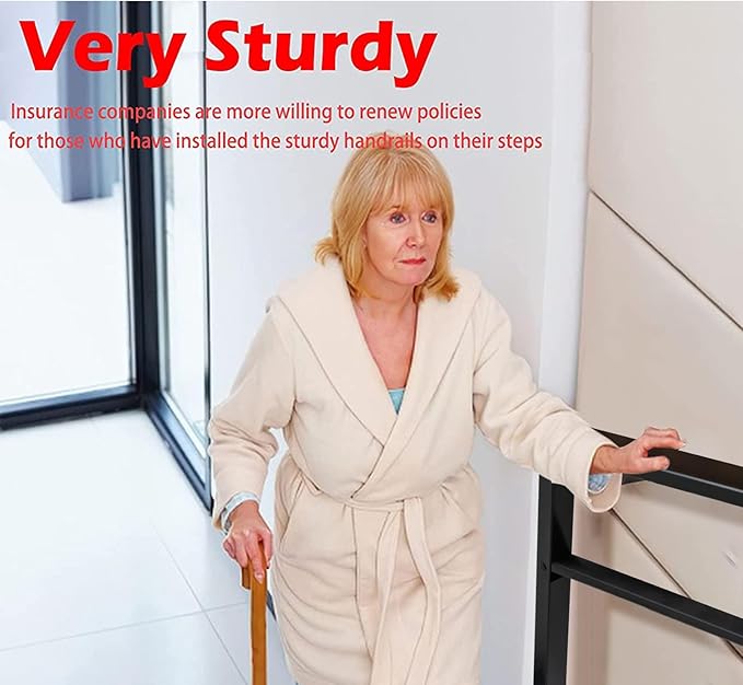 Hand Rails for Outdoor Steps,2 Step Stair Handrail & Indoor Stair Railing Kit，Metty Metal Railings for Outdoor Steps and Hand Rails for Seniors for Porch Railing