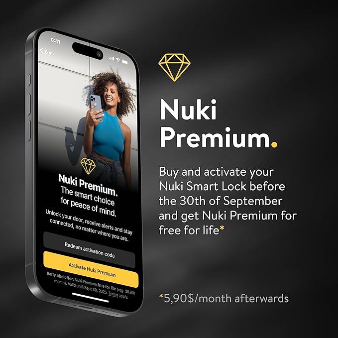 Nuki Smart Lock Keyless Entry WiFi Electronic Deadbolt with Auto-Unlock, App Control, Remote Access, Easy Installation, Smart Home for Front Door, Home & Rentals