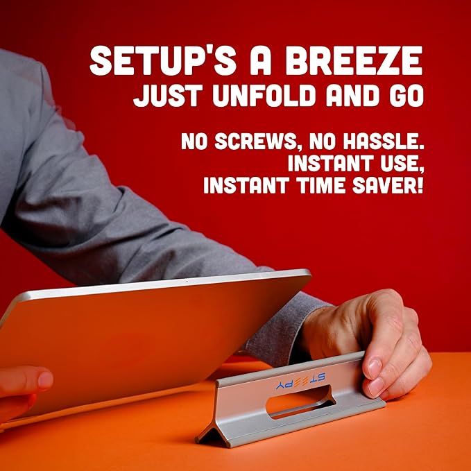 Steepy Adjustable Laptop Stand for Desk - 3 Heights Computer Stand - Portable Laptop Riser