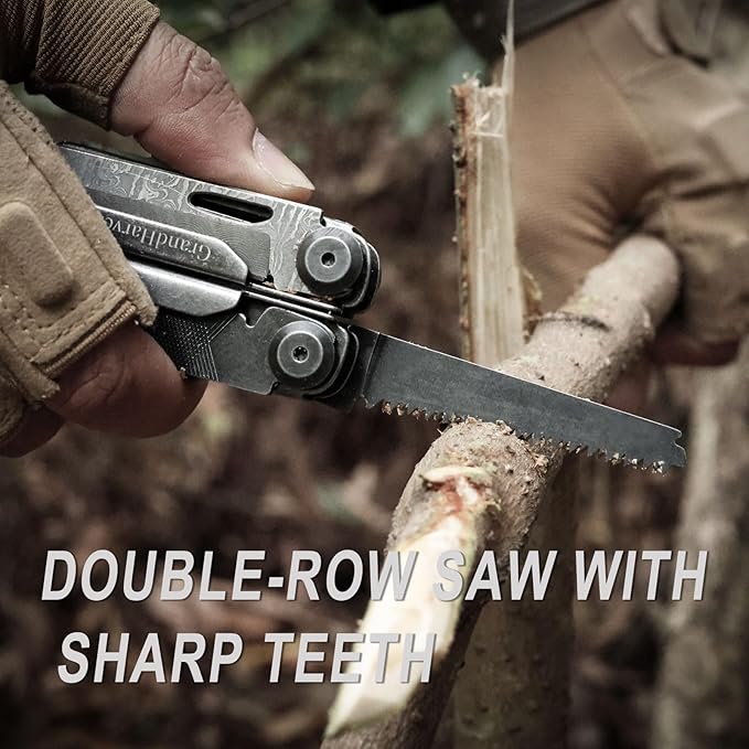 Multitool, 25-in-1 Spring Loaded Pliers Multi Tool, Each Tools with Safety Lock-Stainless Steel Multi-Tool, Propylene Sheath, Survival Gear for Camping, Hiking, Multi Plier, Pocket Knife