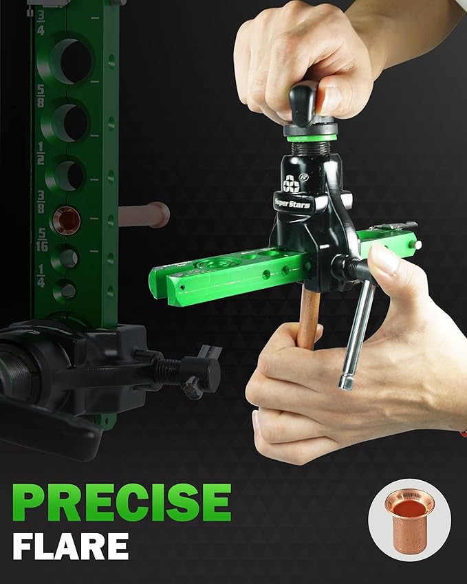Super Stars Flaring Tool Kit 1/4in - 3/4in Single Flare Tool HVAC 45° Eccentric Type Flare Tool with Pipe Cutter for Copper Tube Pipe (5 in 1 Kit)