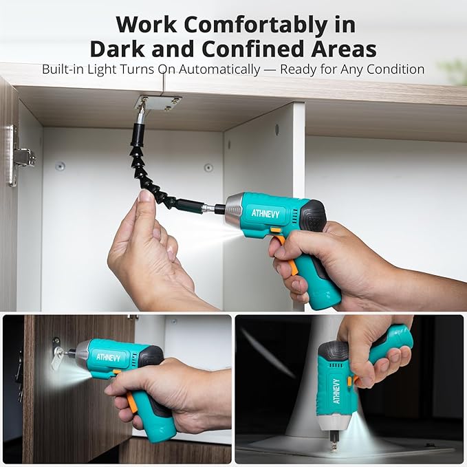 Electric Screwdriver, Rechargeable 3.7V Cordless Screwdriver with 29pc Bit Set, USB-C Charging Max 4N.m High Torque, 250 RPM, 1500mAh Battery & LED Light, for Home Repairs and DIY Project