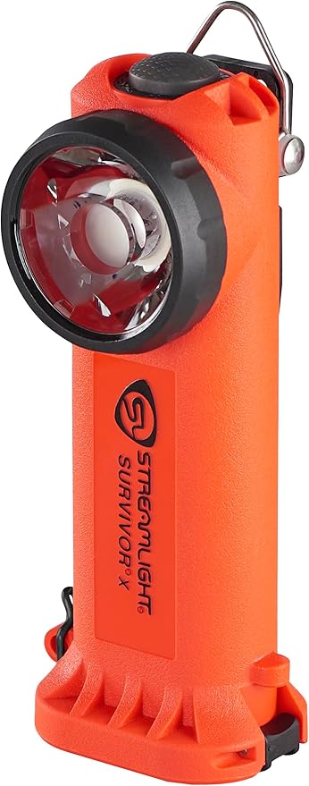 Streamlight 90950 Survivor X 250-Lumen Right-Angle Firefighter's Flashlight with Three (3) "AA Alkaline Batteries, Orange